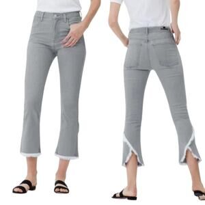 COH Citizens of Humanity Drew Fray High Rise Crop Flare Jeans in Ash Gray Sz 25
